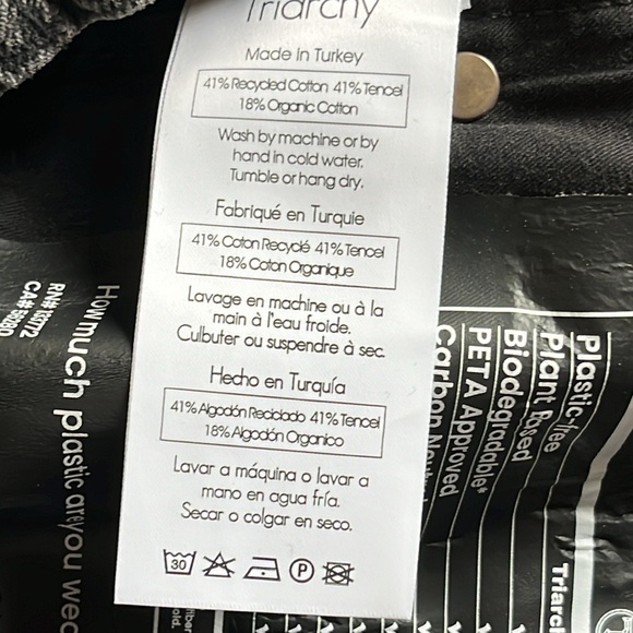 Triarchy Baggy Denim Jeans sz 27  Button Fly Charcoal Wash Hip Hop High Rise New - Picture 11 of 14